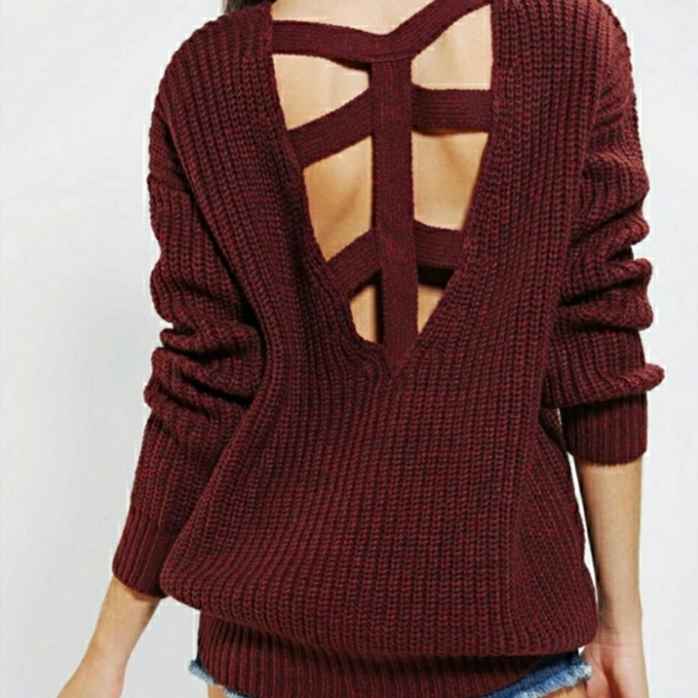 Urban Outfitters Sparkle & Fade Sweater Maroon S